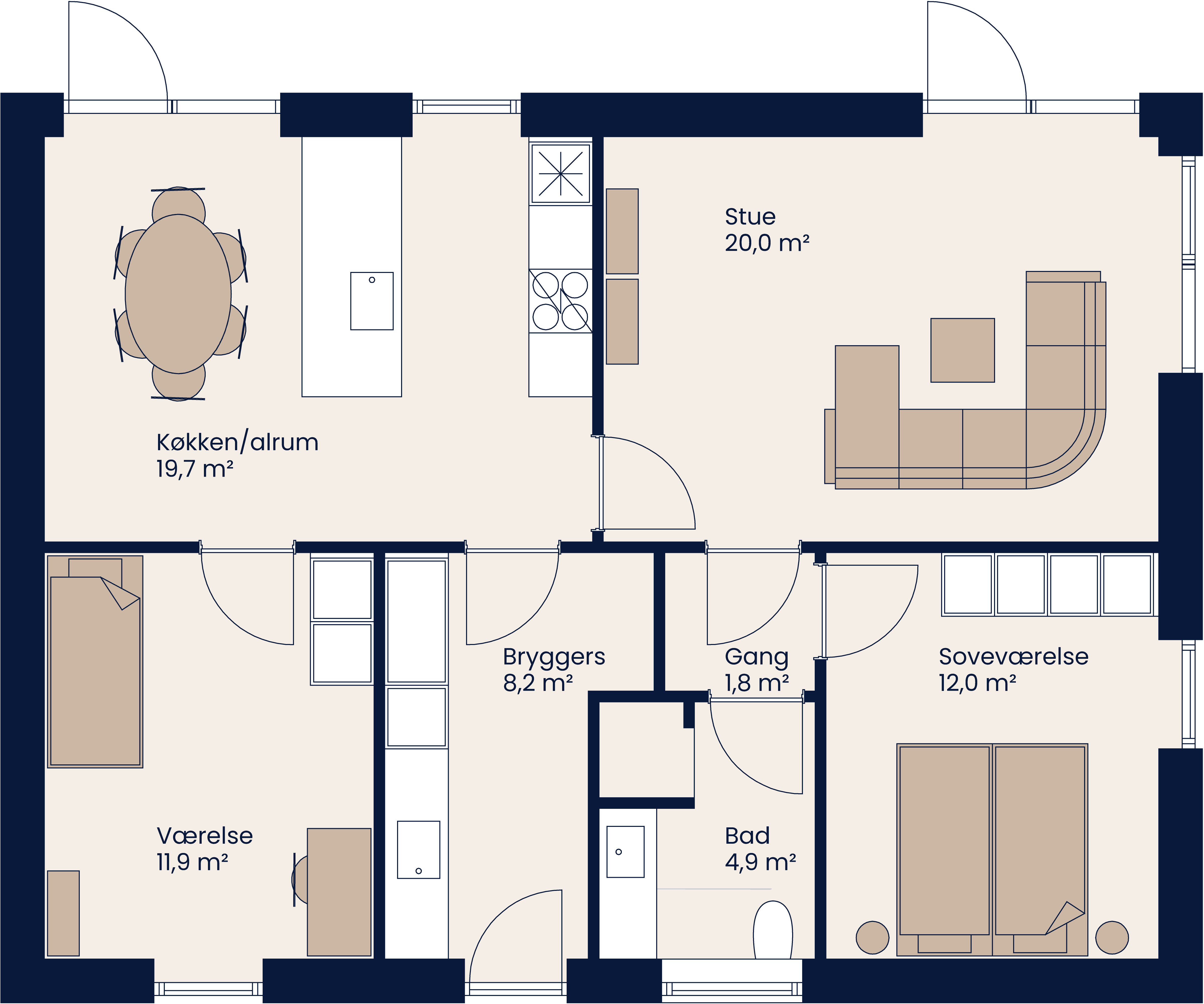 Plantegning Længehus 97 M²