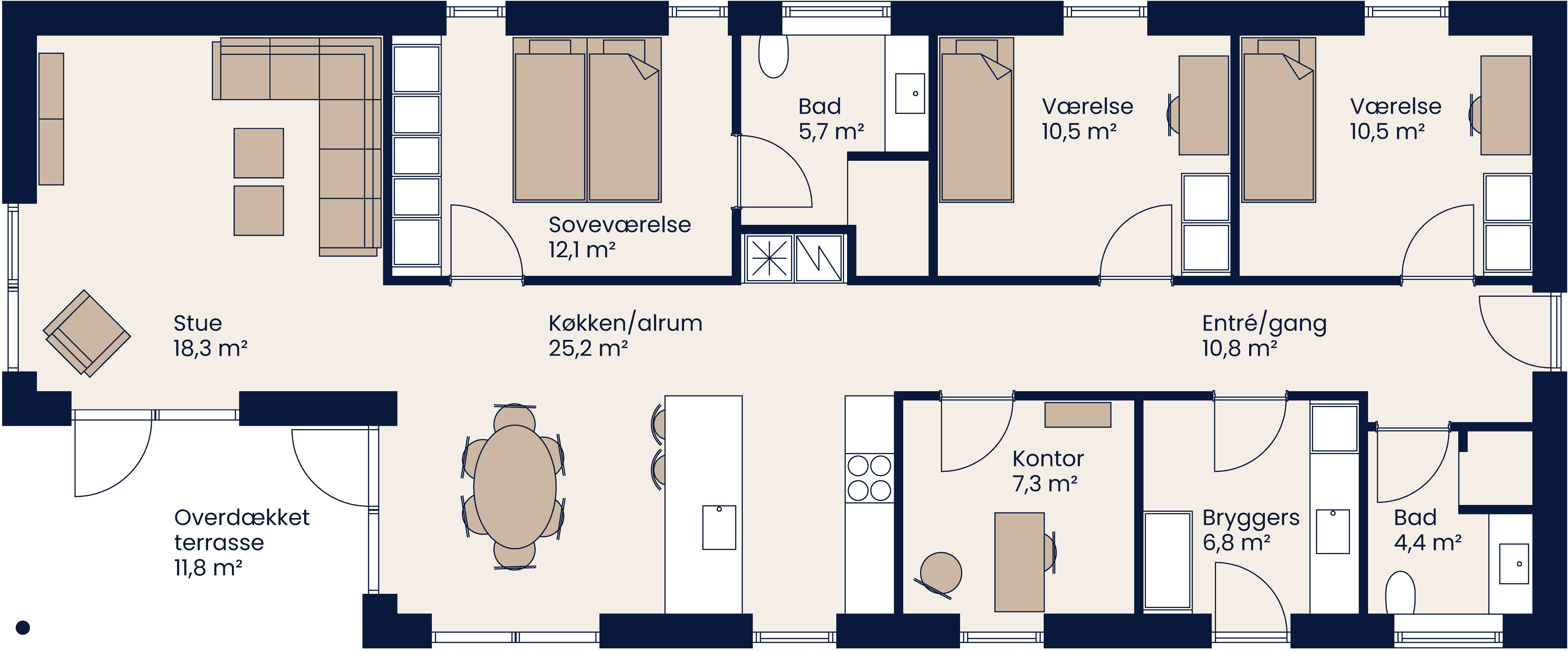 Plantegning Længehus 137 M²