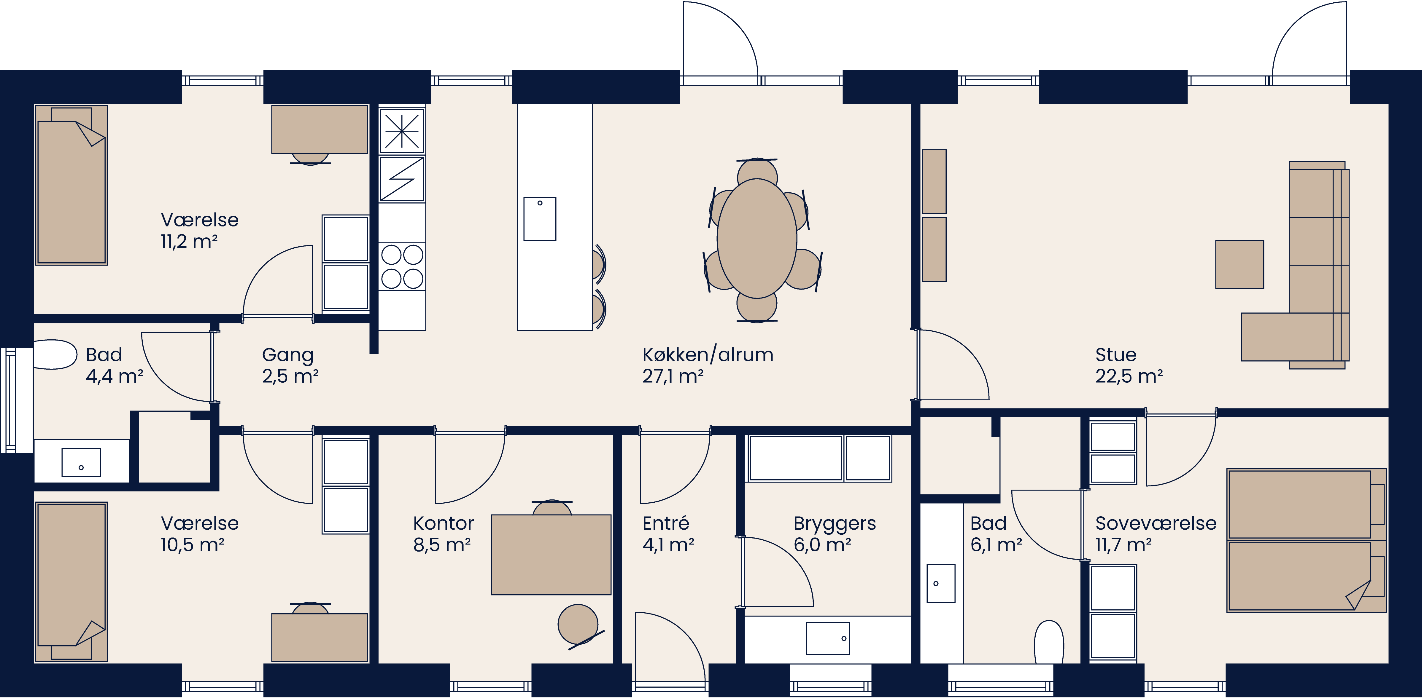 Plantegning Længehus 140 M²