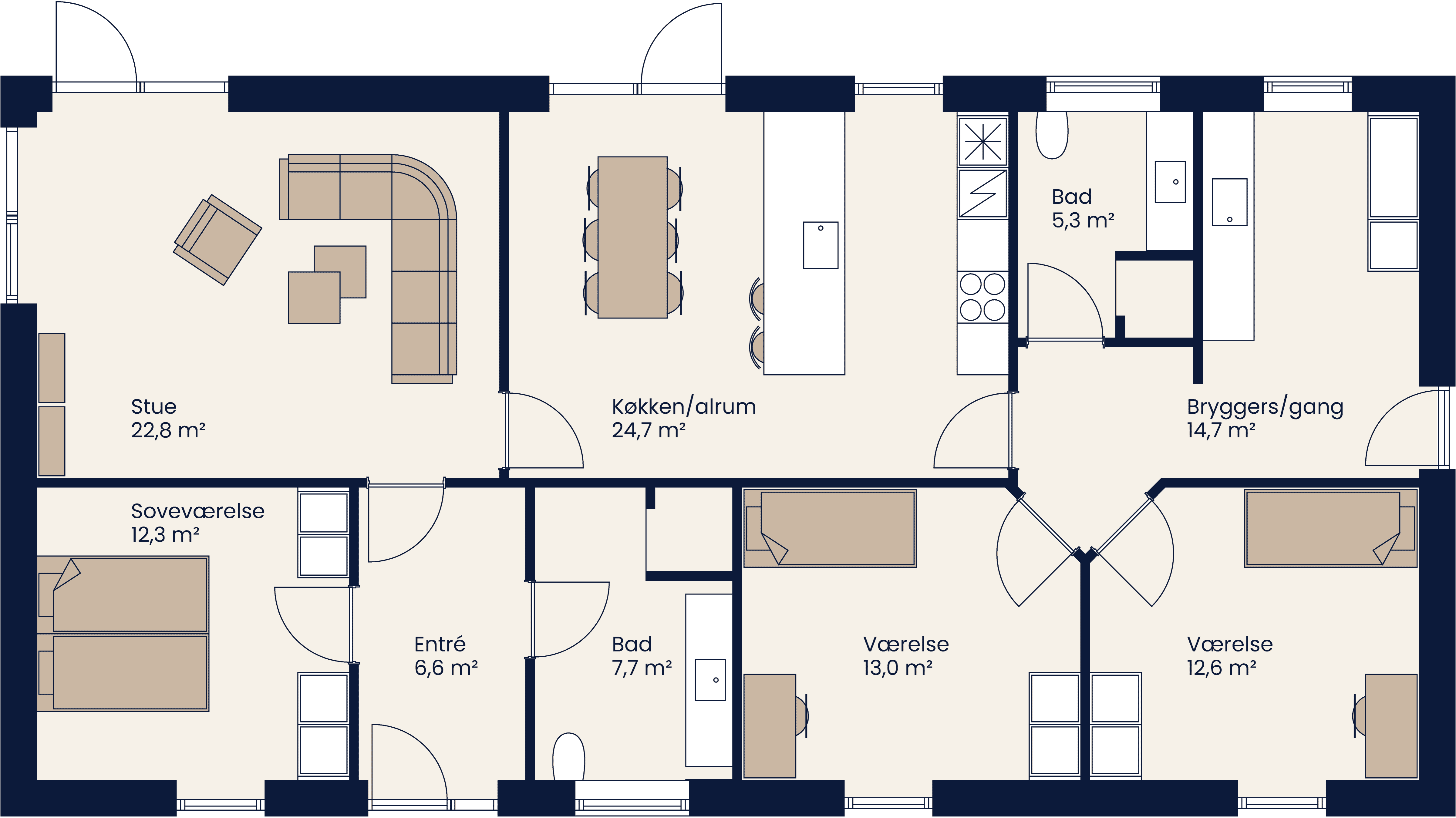 Plantegning Længehus 144 M²