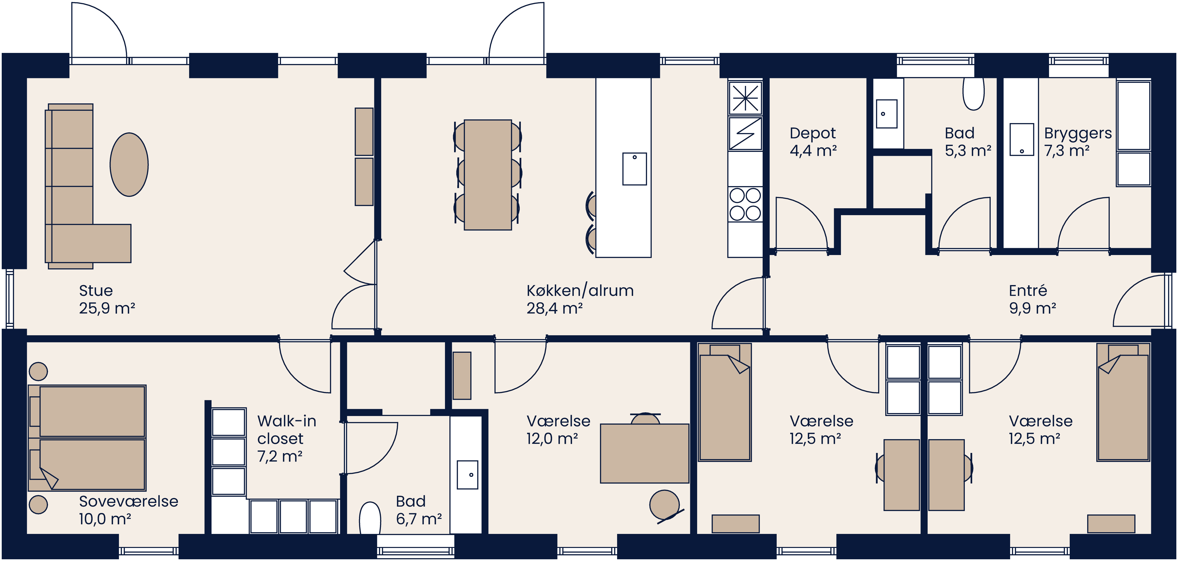 Plantegning Længehus 171 M²