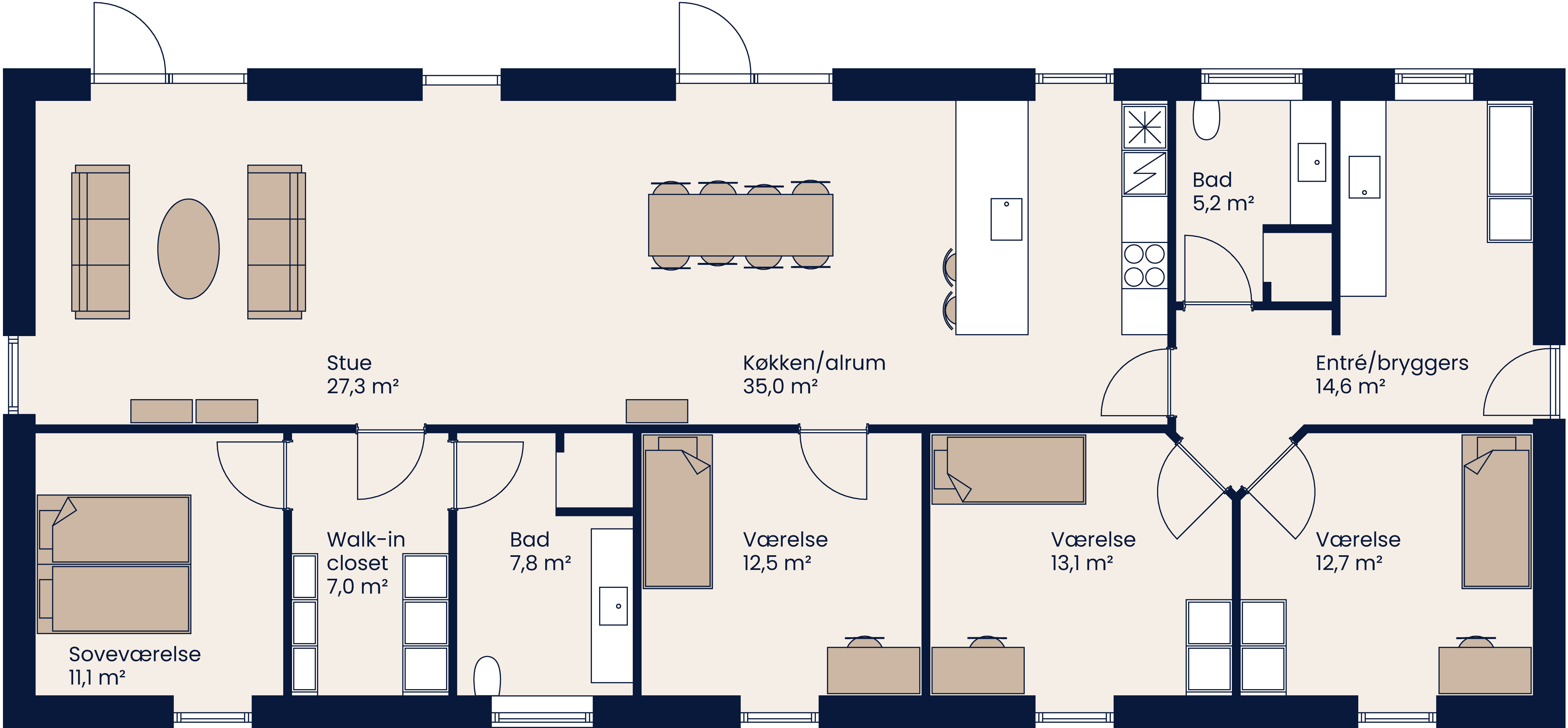 Plantegning Længehus 174 M²