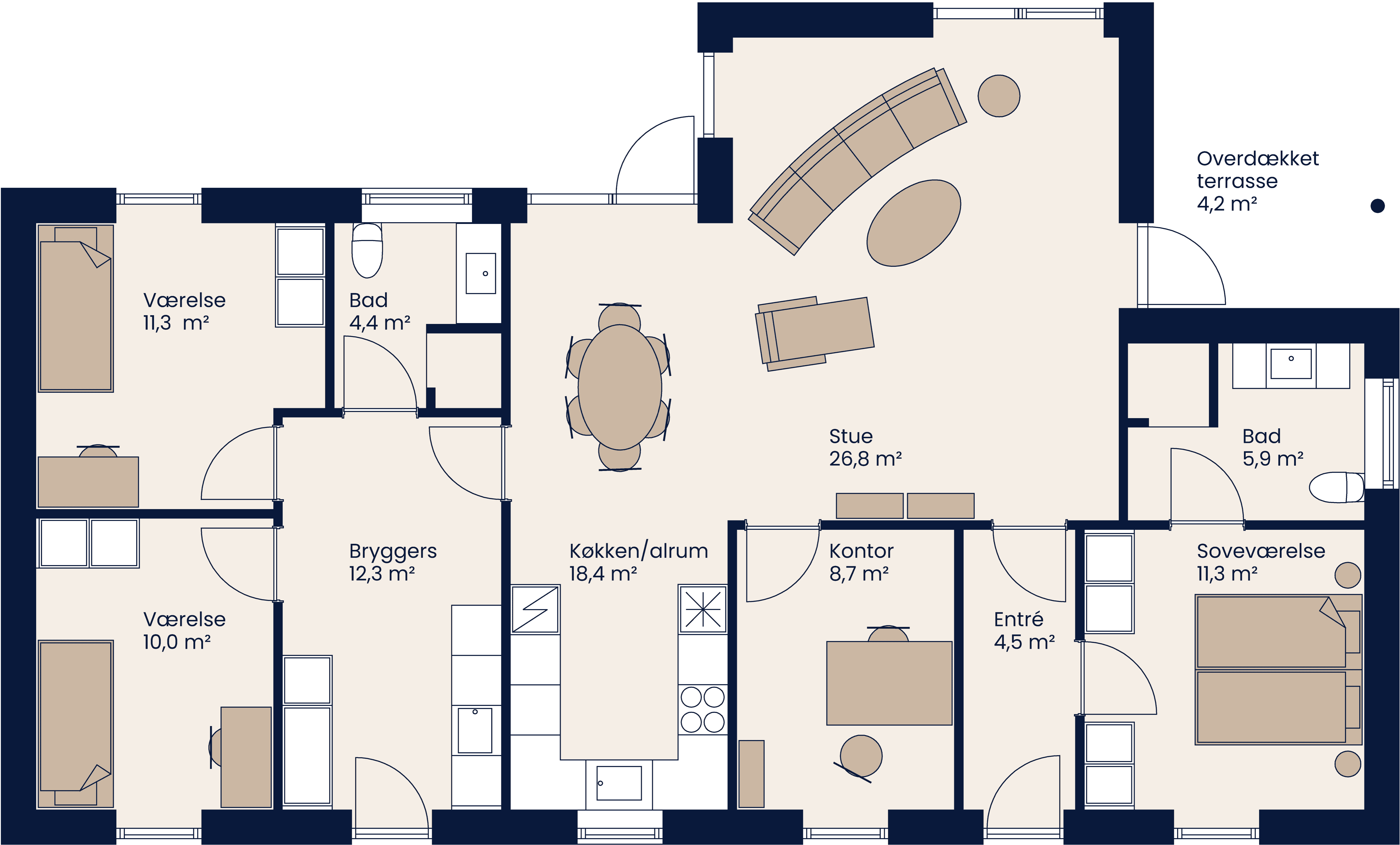 Plantegning Vinkelhus 139 M²