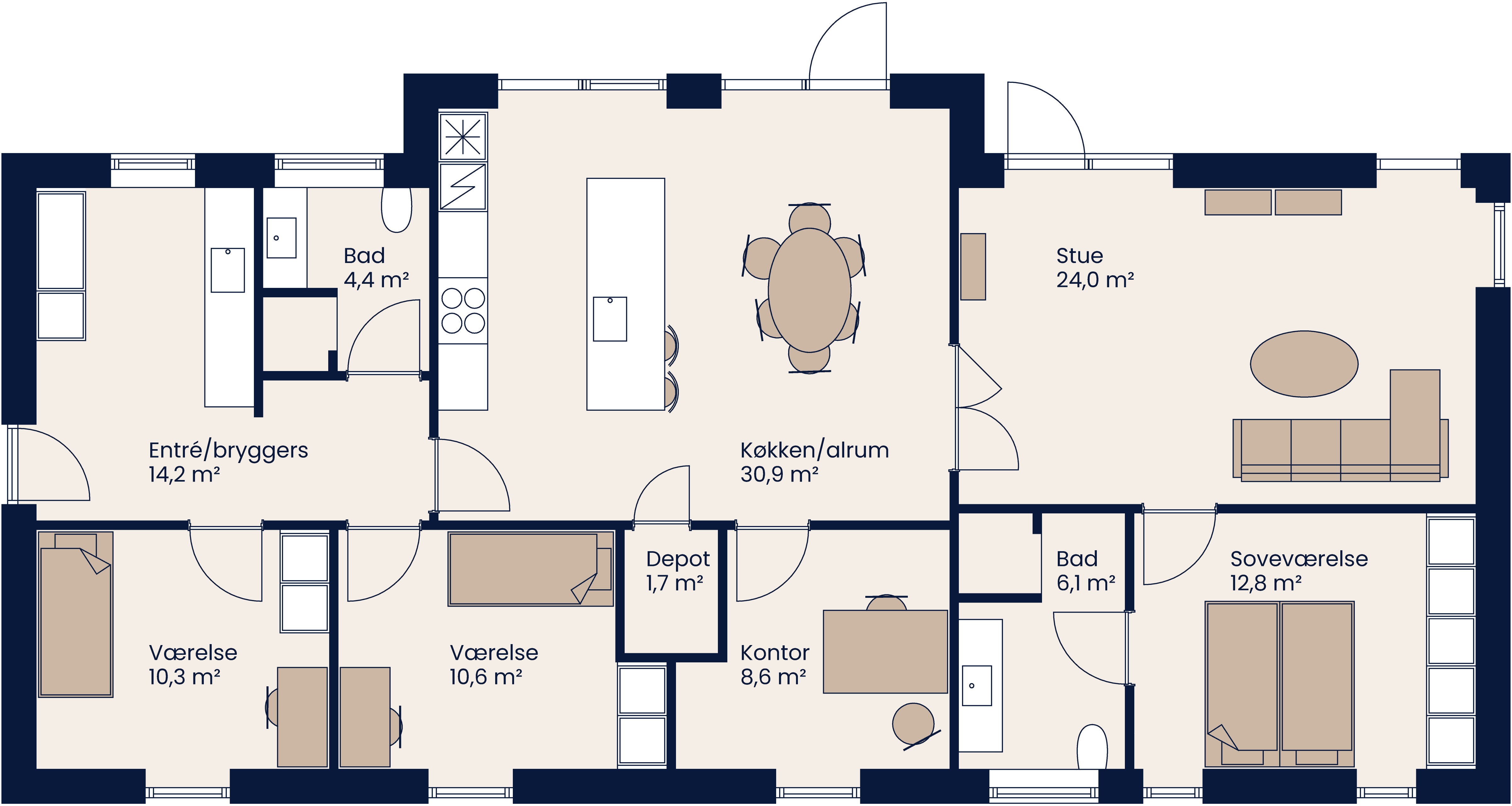 Plantegning Vinkelhus 150 M²