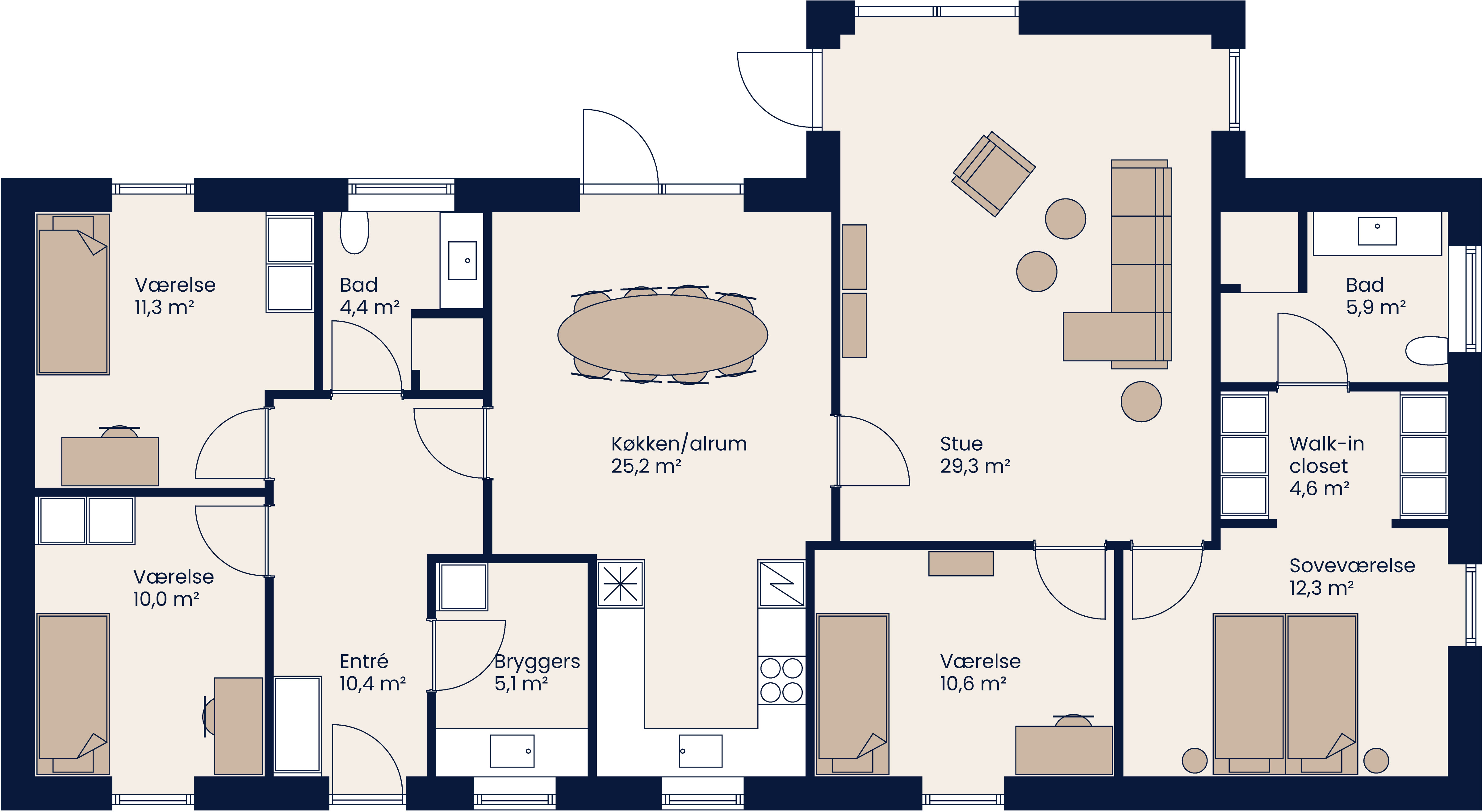 Plantegning Vinkelhus 156 M²