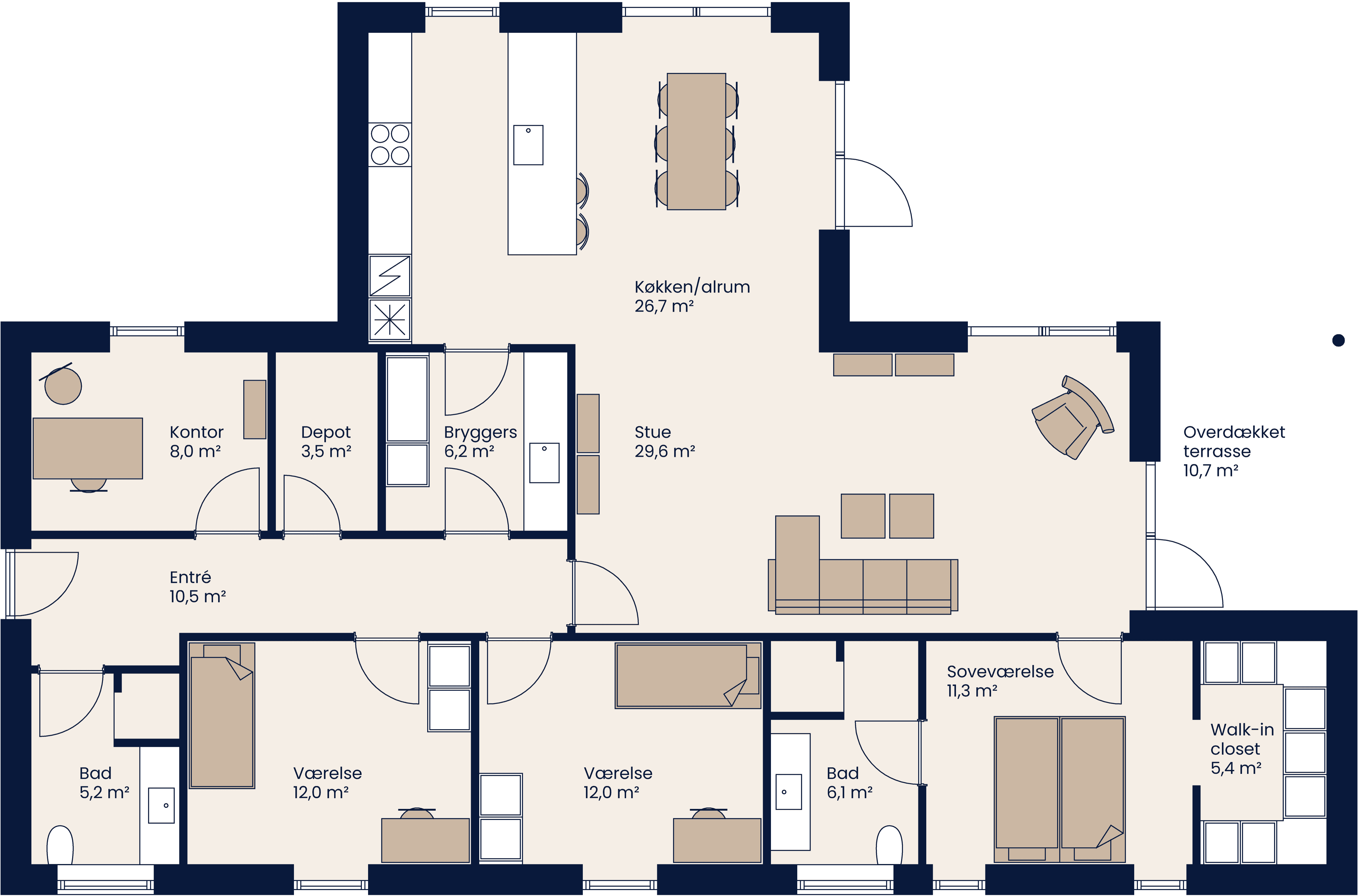 Plantegning Vinkelhus 166 M²