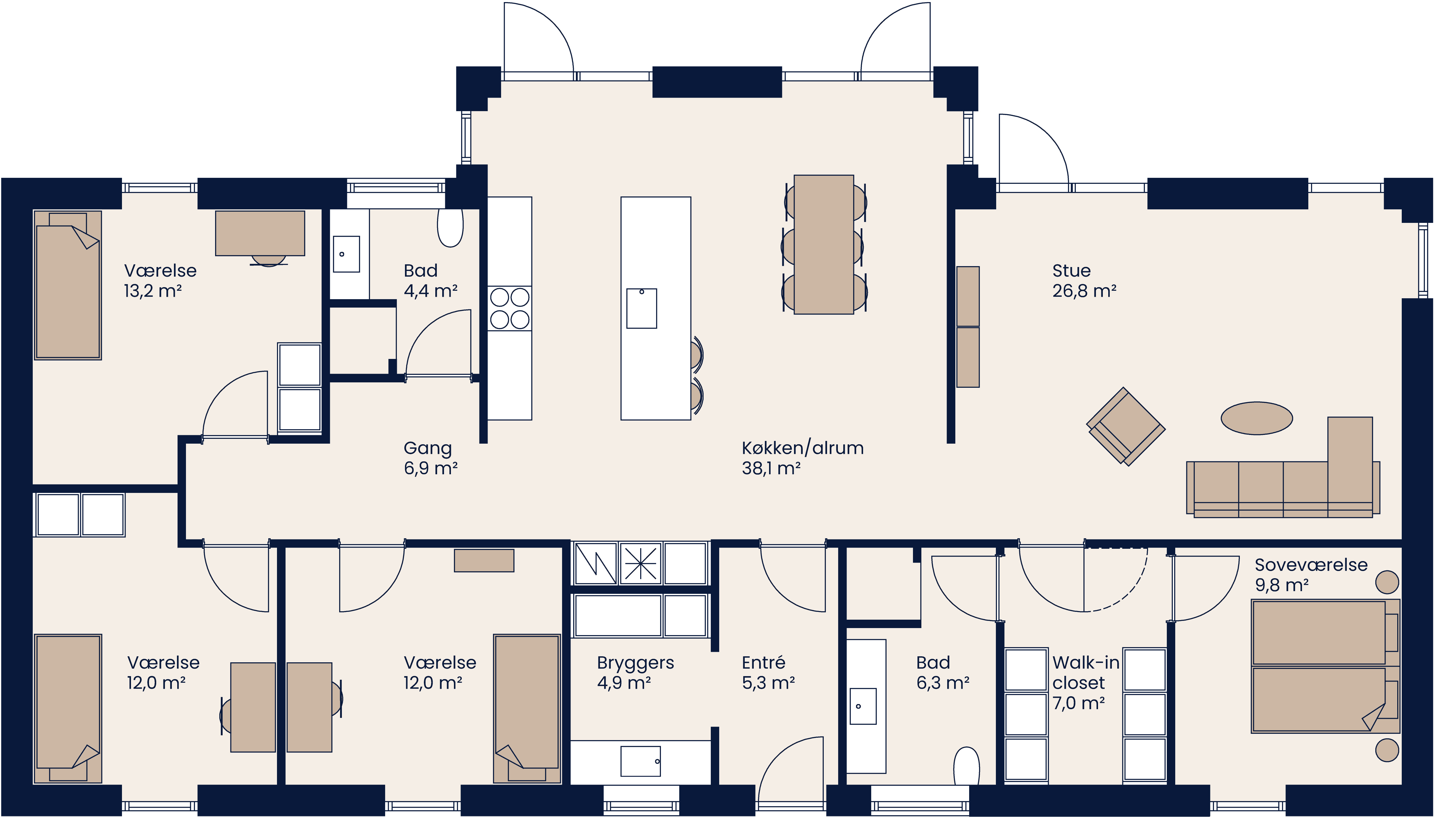 Plantegning Vinkelhus 175 M²