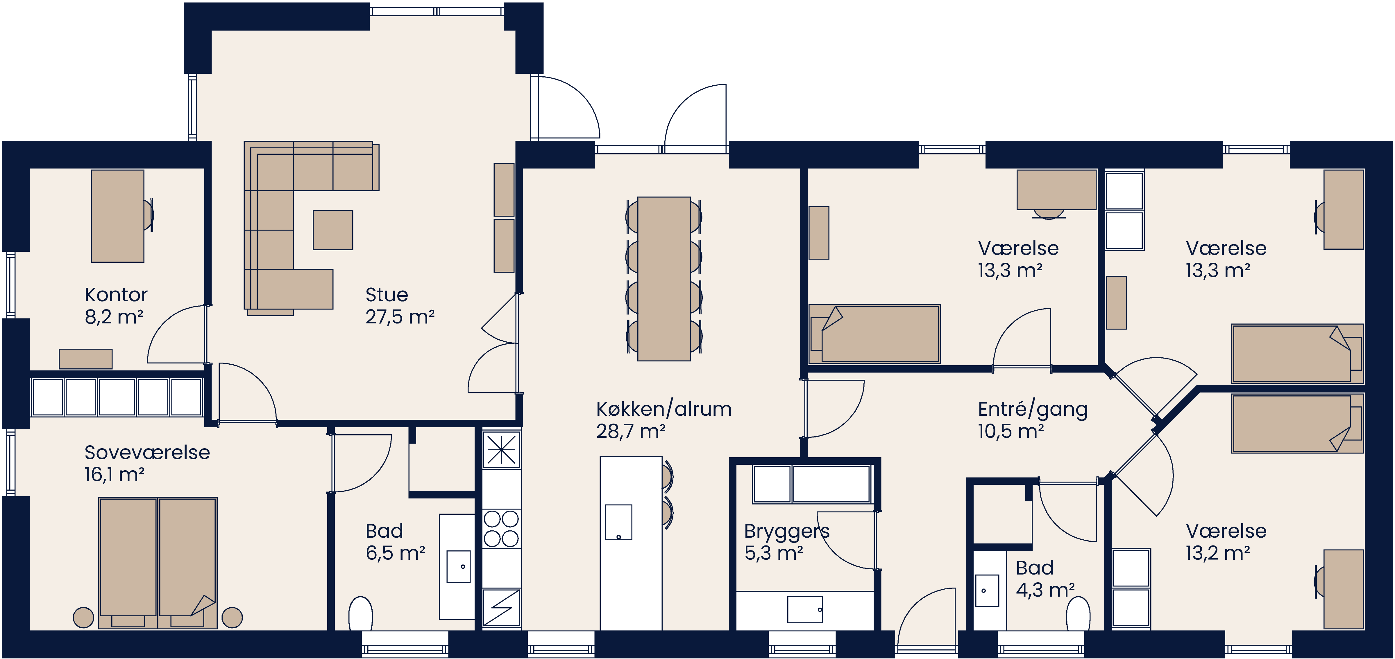 Plantegning Vinkelhus 177 M²