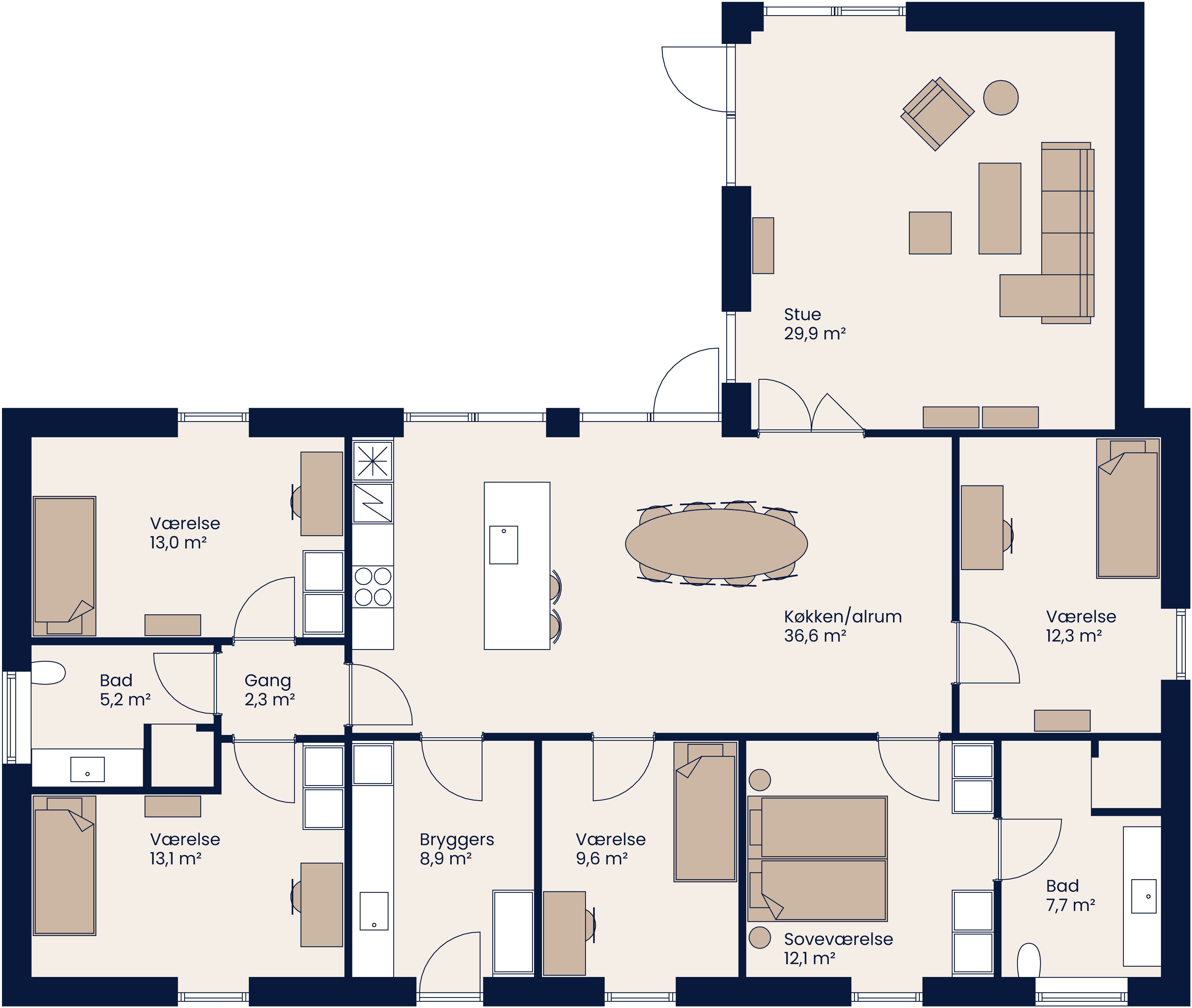 Plantegning Vinkelhus 181 M²