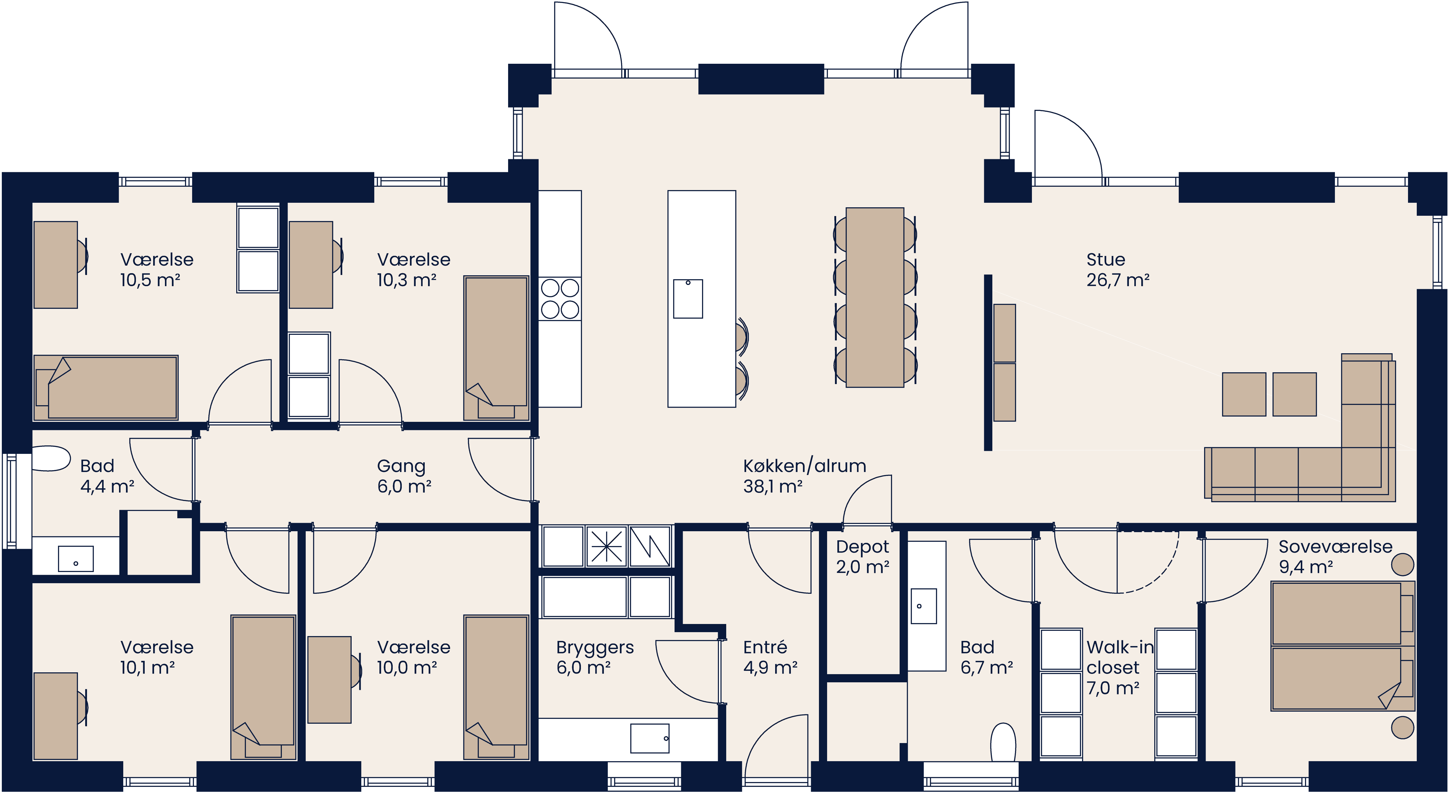 Plantegning Vinkelhus 183 M²