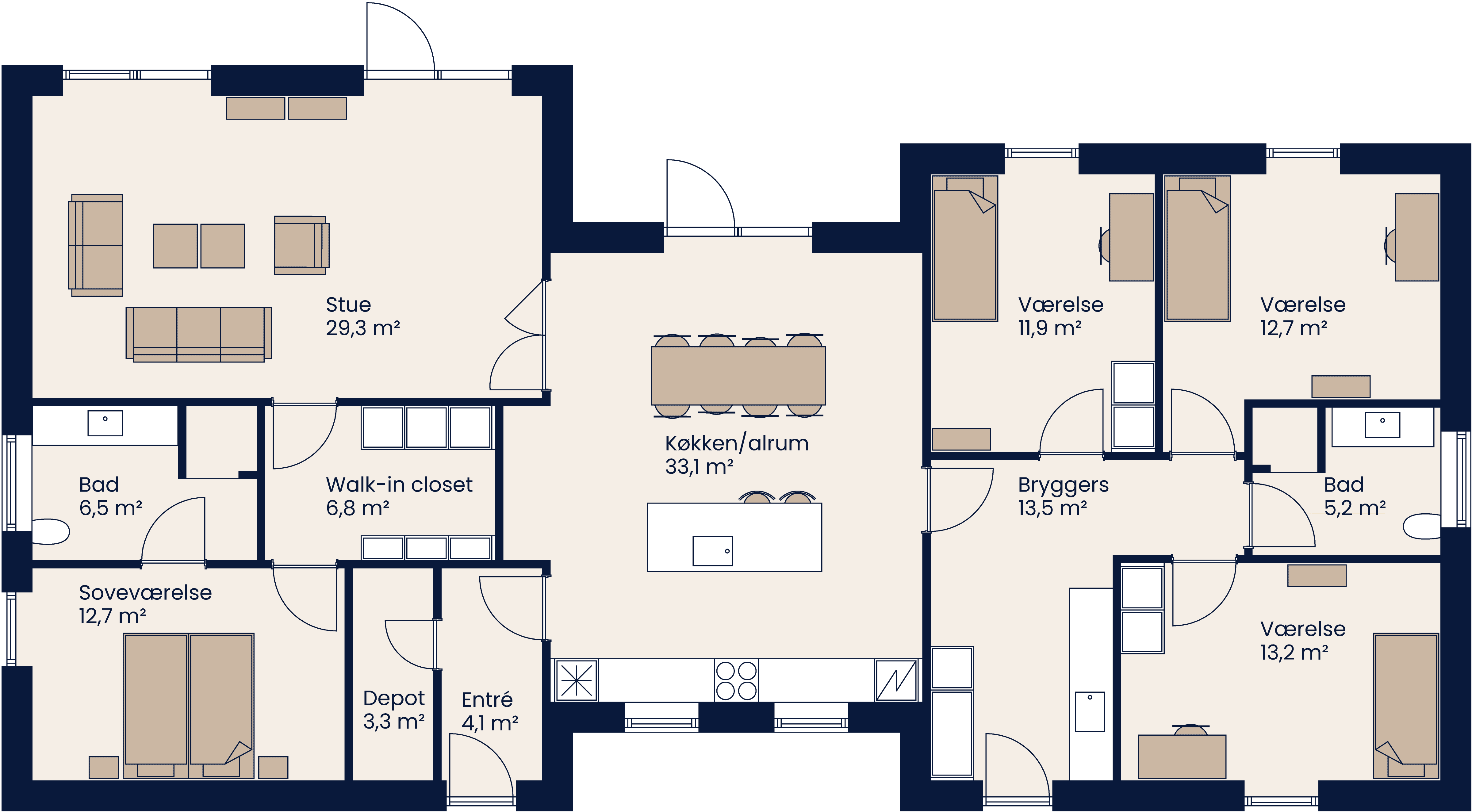 Plantegning H Hus 184 M²