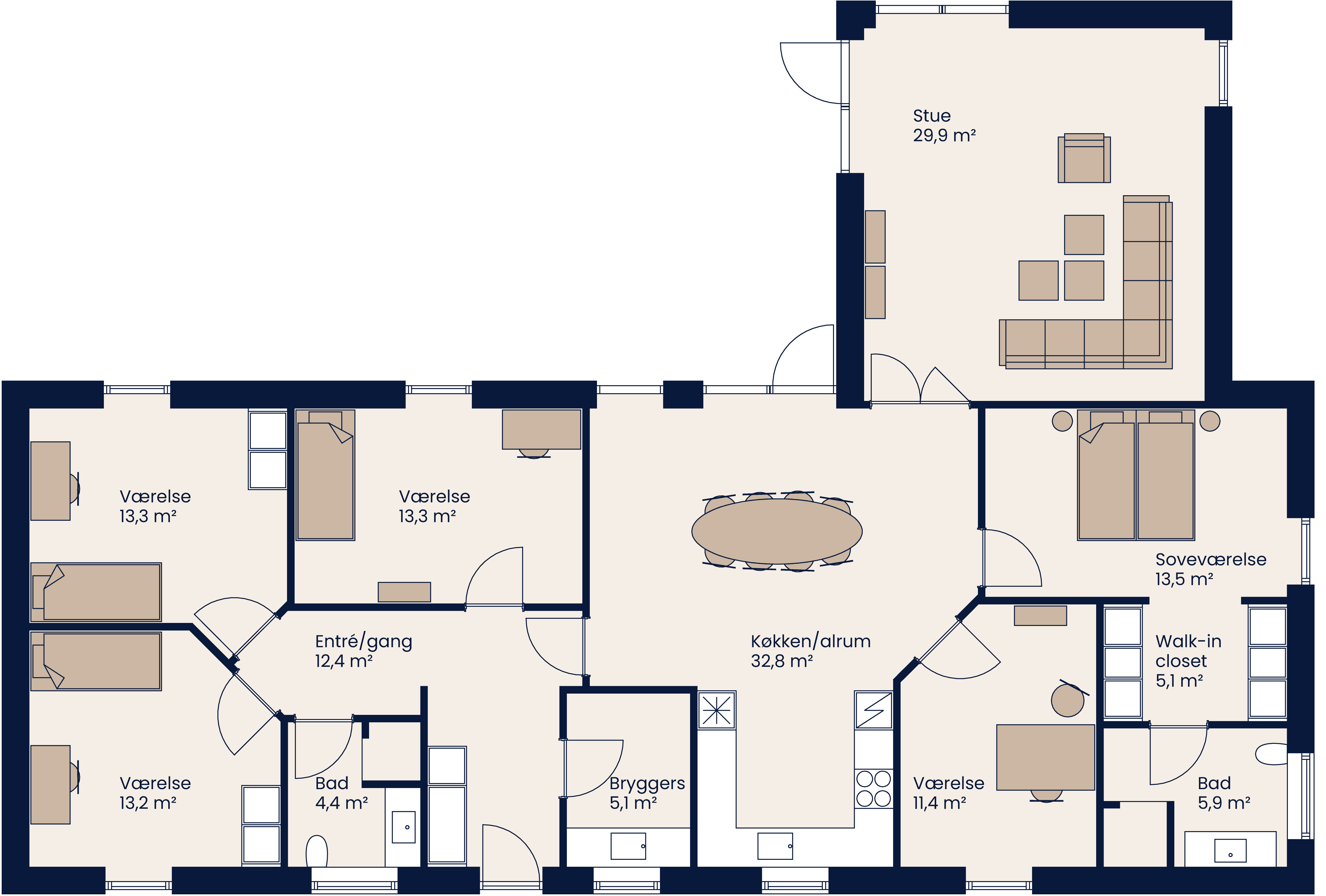 Plantegning Vinkelhus 193 M²