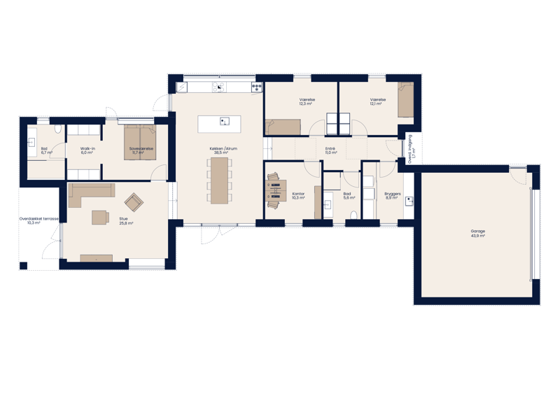 15.362 Forskudt Længehus 182 M² Med Garage